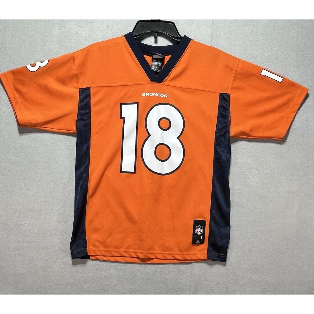 Denver Broncos Peyton Manning #18 Nike NFL Jersey Orange Blue Youth Large 14/16